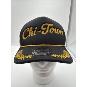 Chi Town Hat Black Foam Mesh Trucker Roped Snapback Local Crowns Adjustable Fit